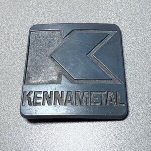 Vintage Kennametal Belt Buckle Square Metal Logo Collectible Coal Mining Mine